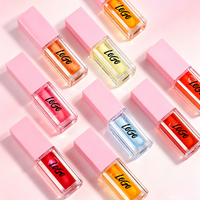 Huile à lèvres OEM changeante de couleur, pH et température, rose magique, hydratante, à l'acide hyaluronique, noix de coco et argan, teinte à lèvres personnalisée