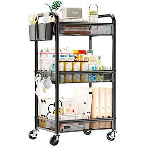 <b>Storage</b> <b>Cart</b> Metal Rolling Kitchen Organizer With Wheels Multifunctional <b>Storage</b> Rack For Living Room Bedroom Office - Product Image 1
