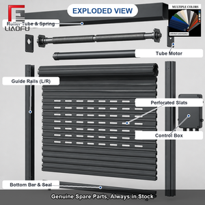 Porte à enroulement motorisée en aluminium avec grille de sécurité ventilée pour devanture de magasin - Product Image 6