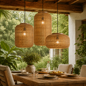 <span class=keywords><strong>Lampadario</strong></span> a Sospensione in Rattan <span class=keywords><strong>Naturale</strong></span> Intrecciato per Cucina, Sala da Pranzo, Ristorante, Hotel - Product Image 1