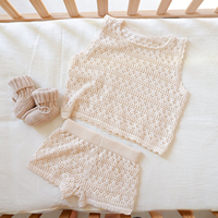 Pull en coton fin tricoté unisexe pour bébé et tout-petit, sans manches, avec bordure en fourrure, respirant et écologique, idéal pour l'été