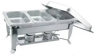 Buphex SS201 High Quality Economy Chafer 9L 533-2 Foldable Chafing Dish 8L With GN1/2x2 Food Warmer For Hotel Restaurant Buffet