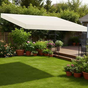 Pergola in Metallo Bianco Crema 10x10 con Fori di Drenaggio per Giardino e Uso Esterno - Product Image 2