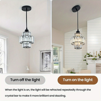 Suspension moderne minimaliste en fer à double couche avec cristaux, super lumineuse et à intensité variable, taille moyenne, pour chambre et salle à manger