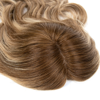 Topper de cheveux humains russes 100% vierges 6x7, densité 150%, blond bouclé avec base mono en dentelle, ondulé, pour femmes blanches