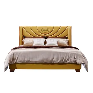 Luxuriöses Design Komfort Stoff Einzel-Kopfteil Plattform Großes Doppelbett Doppelbett Hotel Schlafzimmer Möbel-Sets