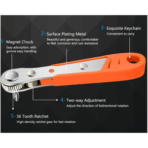 Juego de Destornilladores de Trinquete Mini con Llave Inglesa de Bolsillo de 90 Grados y Puntas para Espacios Reducidos y Reparaciones DIY - Product Image 2