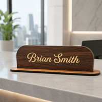 Plaque de nom de bureau personnalisée en bois brut, personnalisable avec nom à définir soi-même, panneaux en bois brut, plaque de nom de bureau en bois