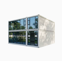 Maison conteneur préfabriquée modulaire en acier de 20 pieds avec mur rideau en verre pour bureau, studio, jardin, extérieur