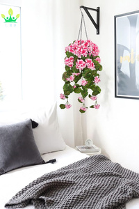Cesta Colgante Artificial <span class=keywords><strong>Geranios</strong></span> Rosas Flores <span class=keywords><strong>Colgantes</strong></span> Seda Verdor Cestas <span class=keywords><strong>Colgantes</strong></span> para Patio Balcón Hogar Porche Decoración de Jardín - Product Image 4