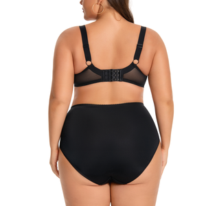 OEM Lingerie sexy pour femmes matures, grandes tailles, ensembles soutien-gorge et culotte en dentelle ajourée à armatures, pour poitrines généreuses, écologique et respirant - Product Image 2