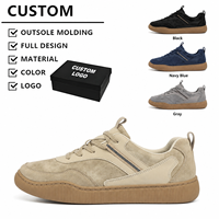 OEM ODM Baskets basses pour hommes en cuir microfibre et daim synthétique, style skate décontracté, avec logo personnalisé et semelle plate en caoutchouc
