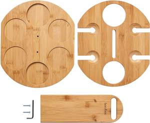 Estante de Vino de Madera, Juego de Almacenamiento de Vino con Capacidad para 2 Botellas y 4 Copas, Soporte Ligero y Portátil para Botellas de Vino y Colgador de Copas - Product Image 3