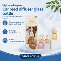 10ml vide rond bouteille en verre bouchon en bois suspendu voiture parfum café rose Orange givré couleur voiture diffuseur bouteille avec boîte en papier