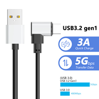 Cable VR Link USB 3.2 Gen1 Tipo-A a Tipo-C en Ángulo Recto de 90 Grados, 5M/16Ft, Cobre Puro, Carga Rápida, Compatible con Computadoras