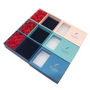 Caja de Regalo de Joyería de Lujo con 6 Rosas, Caja de Exhibición con Ventana para Anillo, Colgante y Pulsera con Diseño de Plumas, para el Día de San Valentín - Product Image 2