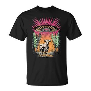 T-shirt rétro vintage OVNI, abduction de vache, extraterrestre, paranormal - Product Image 1