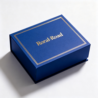 Caja Cosmética Plegable de Cartón Personalizada, Estampado en Caliente Dorado Royal-Road y Grabado en Relieve Azul, Empaque de Maquillaje Reciclable para Cuidado de la Piel