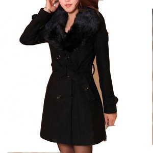 2025 gros double boutonnage femmes manteaux <span class=keywords><strong>hiver</strong></span> femmes grand col de fourrure <span class=keywords><strong>femme</strong></span> longue Section laine <span class=keywords><strong>manteau</strong></span> - Product Image 2