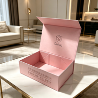 Boîte cadeau magnétique rose et noire avec logo personnalisé, matériaux recyclés, doublure en éponge, emballage en papier de luxe, impression brillante/mate, magnétique