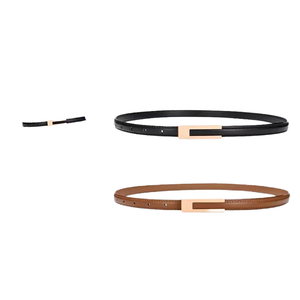เข็มขัดหนัง PU สำหรับผู้หญิง เข็มขัดดีไซน์เนอร์แบบบาง หัวเข็มขัดสีทอง เหมาะสำหรับกางเกงยีนส์ เดรส กางเกง กระโปรง เสื้อโค้ท - Product Image 5