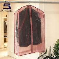 Ensemble de housses de vêtements en organza rose clair anti-poussière de qualité supérieure pour magasin de vêtements