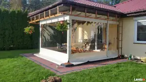 Su geçirmez ticari sınıf 0.5mm vinil açık tente gölgelik Roll Up veranda muhafaza