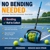 Ramasse-balles de type rouleau avec cadre noir et couvercle arrière pour le tennis, le pickleball et le golf