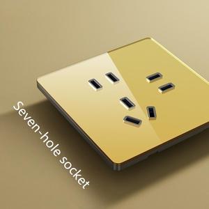 Glass thin switch socket 86 type five <b>hole</b> ABS household simple socket panel, household 16A single pair dual control five <b>hole</b> - Product Image 5
