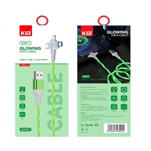 Smart Electronics Hanging Charger Data Cable Box Corrugated Board UV Coating Embossing Rigid Recyclable Packaging Box