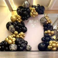 Großhandel Schwarz-Gold Latex-Ballon-Girlanden-Set mit Konfetti für Geburtstag Hochzeit Silvester Party-Dekoration Hintergrund
