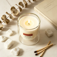Bougie d'aromathérapie haut de gamme pour chambre à coucher, longue durée, en cire de soja, double paroi, pot en verre transparent, pour anniversaire, mariage, désodorisant d'ambiance