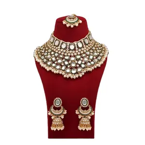 Latest Exclusive Designer Fashion Indian Kundan Necklace set with earrings Traditional Necklace set With Long Earrings 2023