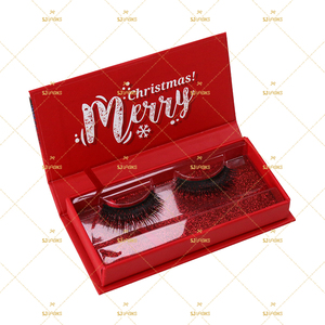 red eyelash packaging Handmade custom logo eyelashes extension Christmas packaging box cardboard drawer gift box