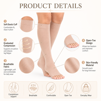 Chaussettes de compression mi-hautes à bout ouvert pour femmes et hommes, pour la circulation, les varices et la récupération