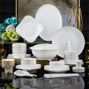 Ensemble de vaisselle de table <span class=keywords><strong>en</strong></span> <span class=keywords><strong>porcelaine</strong></span> céramique blanche nordique 18 <span class=keywords><strong>pièces</strong></span> rondes élégantes personnalisées - Product Image 4