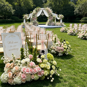 Conjunto de Flores Artificiales para Boda en Tonos Rosa Pálido y Verde, Decoración Floral para Arco de Ceremonia y Pasillo - Product Image 4
