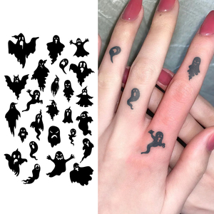Tatuaje Temporal Petite Phantom Pals, <span class=keywords><strong>Muñeca</strong></span> Daruma, Tatuaje Semipermanente Impermeable, Dura 2 Semanas, Tatuaje Herbal <span class=keywords><strong>para</strong></span> Dedo y Brazo - Product Image 1