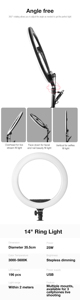 FL-14A cercle professionnel a mené la lumière d'anneau de beauté réglable A MENÉ la lumière dimmable lumière d'anneau pour le maquillage <span class=keywords><strong>youtube</strong></span> blogueur - Product Image 6