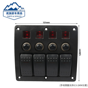 Panel de interruptores basculantes de 4 vías, 12V 10A, IP65, plástico, ON-OFF SPST, terminal de tornillo para RV, barco - Product Image 4