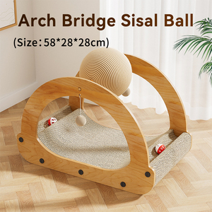 Tiragraffi per Gatti in Cartone Ondulato per Proteggere i Mobili con Palline Giocattolo - Product Image 5