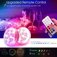 IP68 Wasserdichter Kunststoff Unterwasser teich & Badewanne Magnetische RGB wiederauf ladbare LED-Tauch-LED-Pool leuchte mit Fern batterie