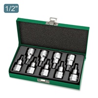 Jeu de douilles à embout étoile TOPTUL GAAD0903 9 pièces 1/2\" DR. en métal finition chrome satiné