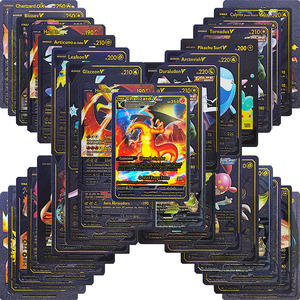 55 pièces/boîte PVC nouvelle Collection rare Pokémon <span class=keywords><strong>carte</strong></span> à collectionner coupe de football or argent cartes noires - Product Image 4