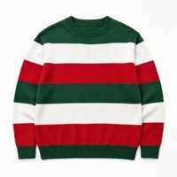 Pull tricoté festif de Noël grande taille ODM en gros, à rayures horizontales colorées, pour homme, idéal pour les fêtes d'hiver