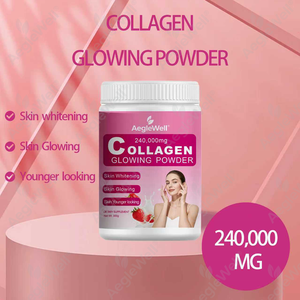 Poudre de collagène hydrolysé aromatisée à la fraise Aegelwell pour l'éclat de la peau, complément anti-âge pour une peau d'apparence <span class=keywords><strong>jeune</strong></span> - Product Image 4