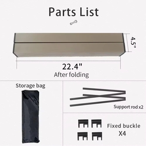 Chariot commercial pliable en acier au carbone avec pare-soleil, imperméable, à quatre roues, noir, grande capacité, portable pour les marchés et les stands de vente ambulante - Product Image 3