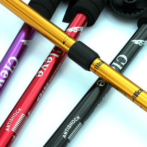 ไม้เท้าเดินป่าแบบยืดหดได้ อลูมิเนียมอัลลอยด์ ยี่ห้อ Cleye พร้อมด้ามจับรูปตัว T ป้องกันการกระแทก แบบสี่ท่อน - Product Image 2