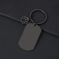 Ywyougang Personalisierter Haustier-Anhänger Schlüsselanhänger, Edelstahl Blanko Hunde-ID-Tag mit Pfoten-Charm, Lasergravierbarer Individueller Schlüsselring