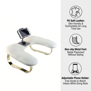 Repose-main ergonomique en métal doré massif haut de gamme en forme de U, support de téléphone antidérapant et stable, accoudoir professionnel pour manucure - Product Image 5